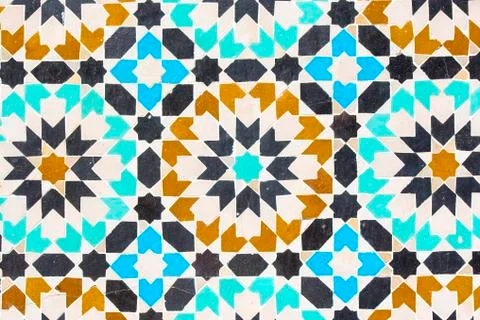 Moroccan tiles with traditional arabic patterns, ceramic tiles patterns Stock Illustration