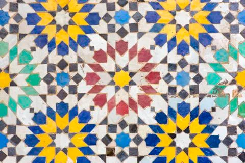 Moroccan tiles with traditional arabic patterns, ceramic tiles patterns Stock Illustration