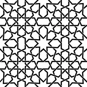 Moroccan tiles vector pattern, Moorish seamless design in black イラスト素材