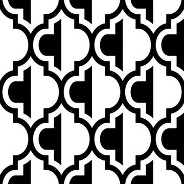 Moroccan vector seamless black and white design Stock Illustration