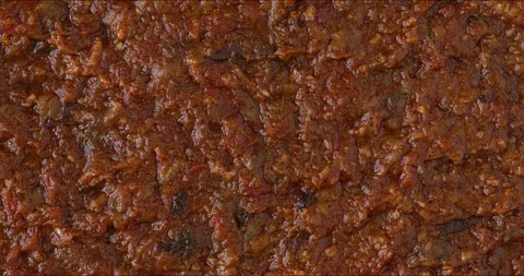 Moroccan Zaalouk background texture. Flat lay. Stock Footage 311800117