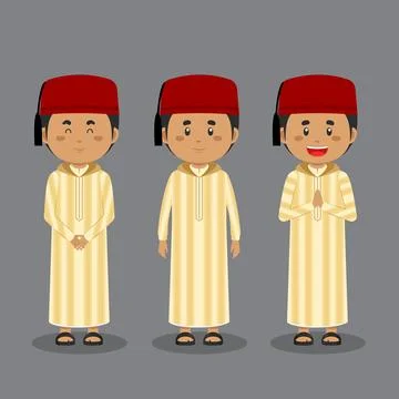 Moroccans Character with Various Expression Stock Illustration
