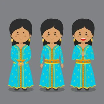 Moroccans Character with Various Expression Stock Illustration
