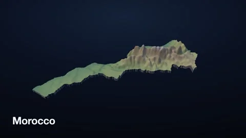 Morocco 3D elevation relief map Stock Footage 340608307