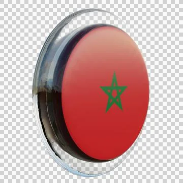 Morocco 3d illustration flag on pole. Wood flagpole Stock Illustration