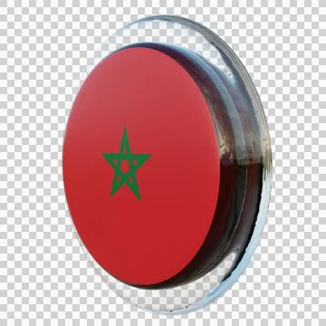 Morocco 3d illustration flag on pole. Wood flagpole 库存插图