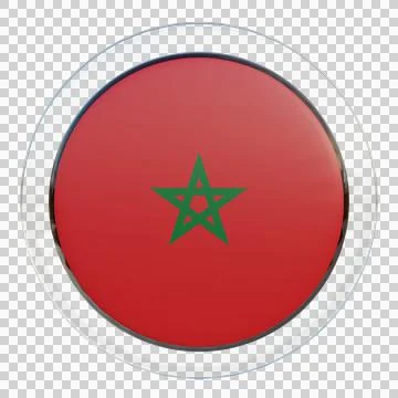 Morocco 3d illustration flag on pole. Wood flagpole Stock Illustration