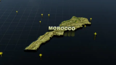 Morocco 3D Map With Animation Stock Footage 308340765