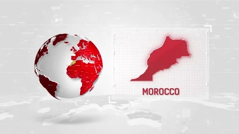 Morocco 4K Tech Map Beside Globe On White Background. Stock Footage 340015920