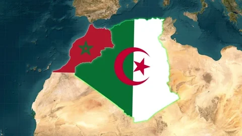Morocco And Algeria Map With Flag Animation Stock Footage 330911099