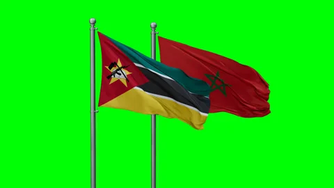 Morocco and Mozambique two flags Stock Footage 293735461