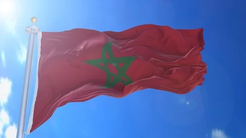 Morocco animated flag pack in 3D and green screen Stock Footage 119932480