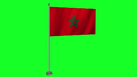 Morocco Animated Flags on Green Screen Stock Footage 275417281