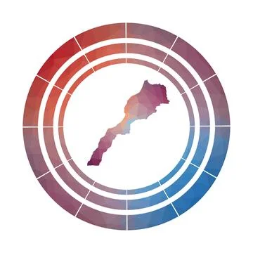 Morocco badge. Bright gradient logo of country in low poly style. Multicolo.. Stock Photos