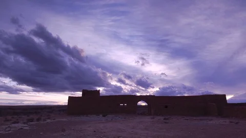 Morocco, Clouds Over Desert Building Stock Footage 129521380