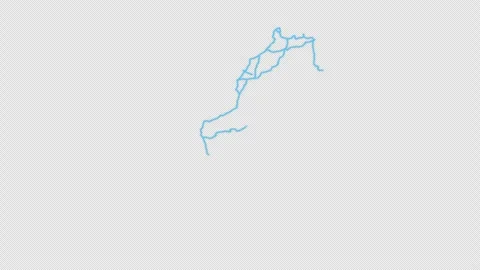 Morocco Country Line Map Self Drawing Animated Overlay, Alpha 4K Vídeo Stock 340290530