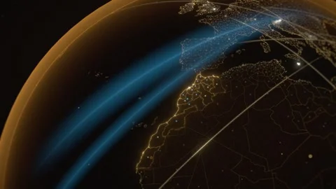 Morocco Country Map Data Network Seen From Earth Orbit At Night Stock Footage 343401323