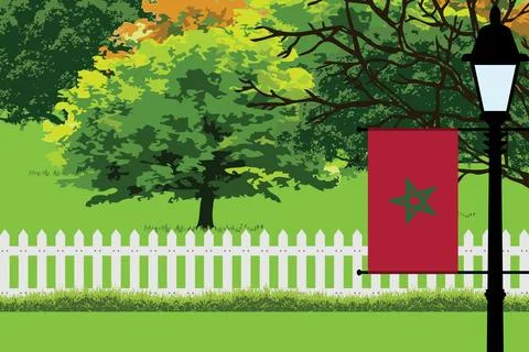 Morocco Day Trees Lamp Vector Illustration Stock Illustration
