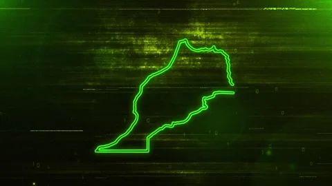 Morocco Digital Futuristic Glitch Map Video stock 333604814