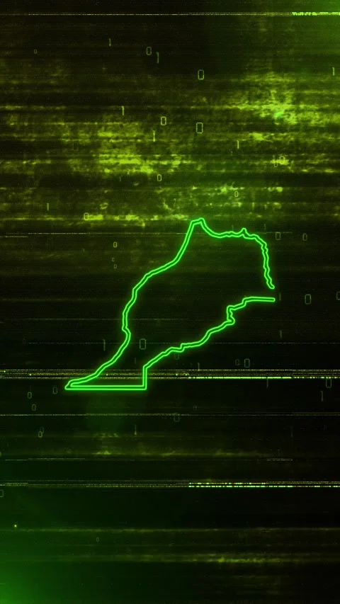 Morocco Digital Futuristic Glitch Map Vídeo Stock 334593531