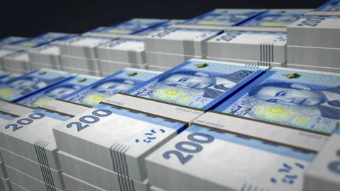 Morocco Dirham money banknote pack growth up loop Stock Footage 204974703