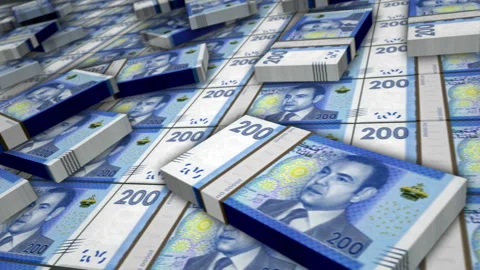 Morocco Dirham money banknote pack loop animation Stock Footage 204976905