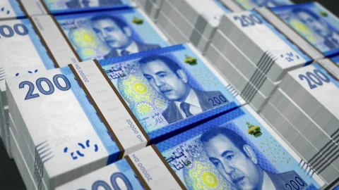 Morocco Dirham money banknotes pack seamless loop Stock Footage 204862968