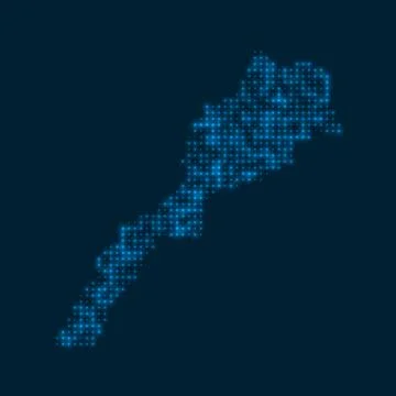 Morocco dotted glowing map. Shape of the country with blue bright bulbs. Ve.. Stock Illustration