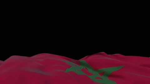 Morocco fabric flag waving on the wind loop. Moroccan embroidery stiched clot 库存影片 194425281