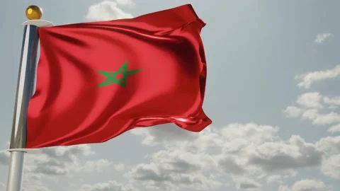 Morocco flag. 3d render Video stock 130448384