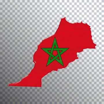 Morocco flag and map, transparent background Stock Illustration