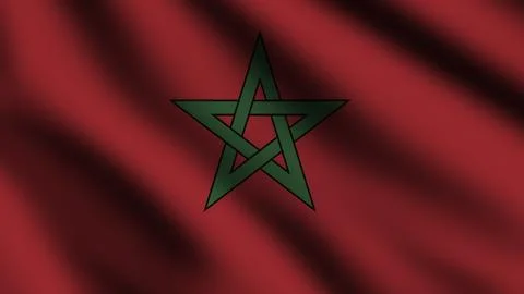 Morocco flag blowing in the wind. Full page flying flag. 3d illustration Stock Photos