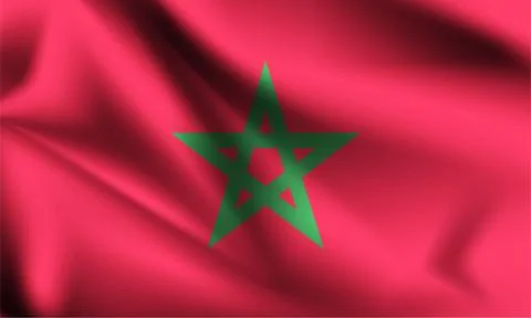 Morocco flag blowing in the wind. part of a series. Morocco waving flag. Stock Illustration