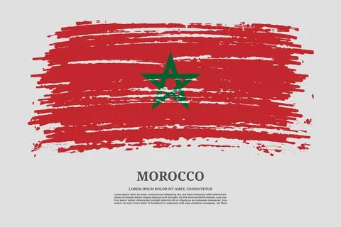 Morocco flag with brush stroke effect and information text poster, vector Illustrazione stock