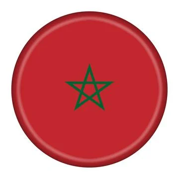 Morocco flag button 3d illustration with clipping path Stock Illustration