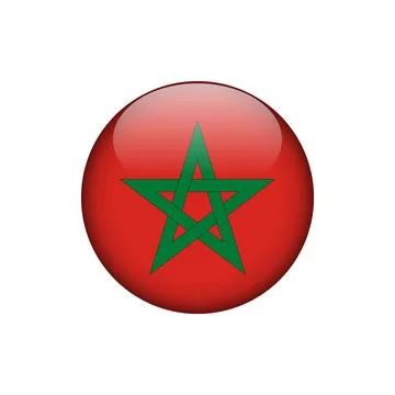 Morocco Flag Circle Button Vector Template Stock Illustration