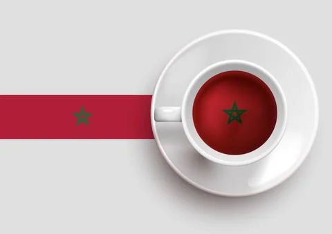 Morocco flag with coffee on top view Stock Illustration