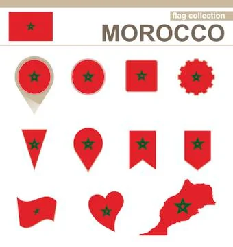 Morocco Flag Collection Stock Illustration