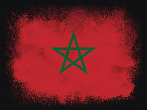 Morocco Flag design composition of exploding powder and paint, isolated on a bl Stock Illustration