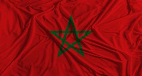 Morocco flag with fabric texture background. National flag of Morocco with .. Stock Photos