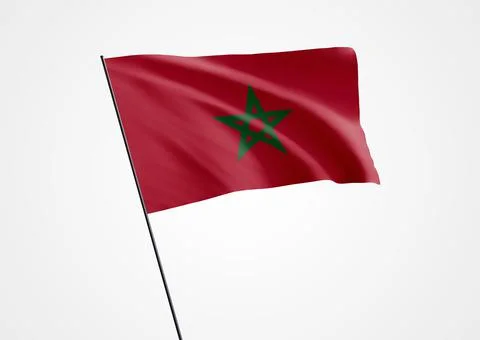 Morocco flag flying high in the isolated background Stock Illustration