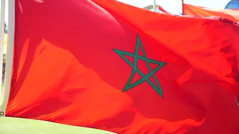 Morocco flag flying in wind Stock Footage 339247517