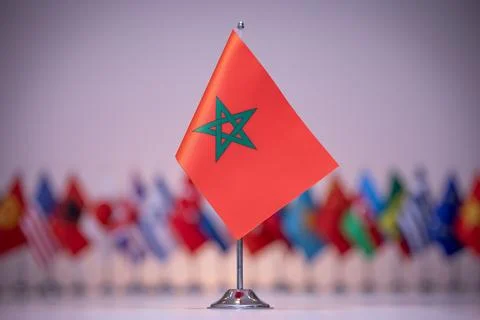 Morocco flag with a gray and clean background. Stock Illustration
