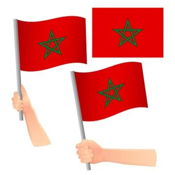 Morocco flag in hand set Stock Illustration