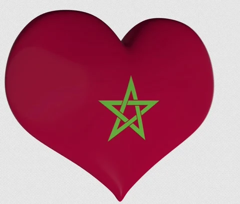 Morocco Flag Heart Turning Vídeos de archivo 143636811