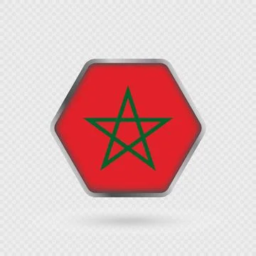 Morocco flag in a hexagon frame. Stock Illustration
