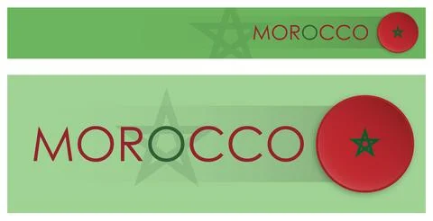 MOROCCO flag horizontal web banner in modern neomorphism style. Webpage MOR.. Stock-Illustration