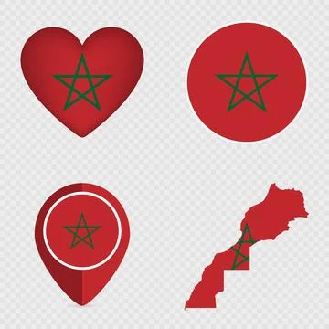 Morocco Flag Icons Pack. Vector illustration. Stock Illustration