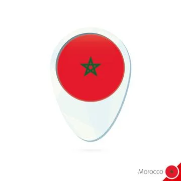 Morocco flag location map pin icon on white background. Stock Illustration
