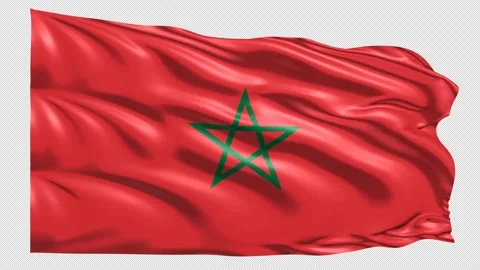 Morocco Flag Loop 4K UHD 3840 x 2160 with alpha channel Stock Footage 221452889
